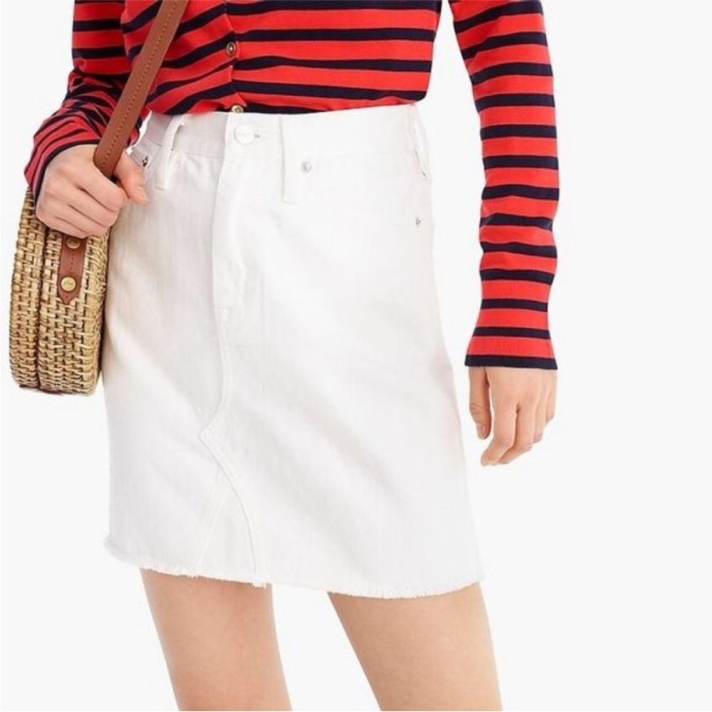 Jcrew white denim skirt